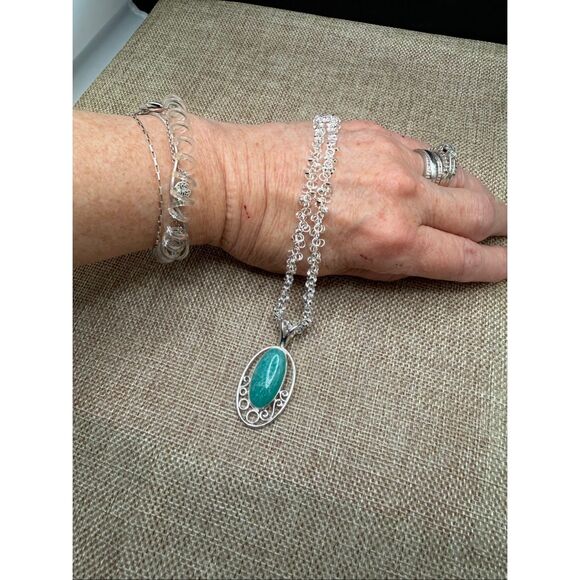 Jay King Sterling Silver Amazonite Pendant Necklace New in Box - Picture 9 of 10